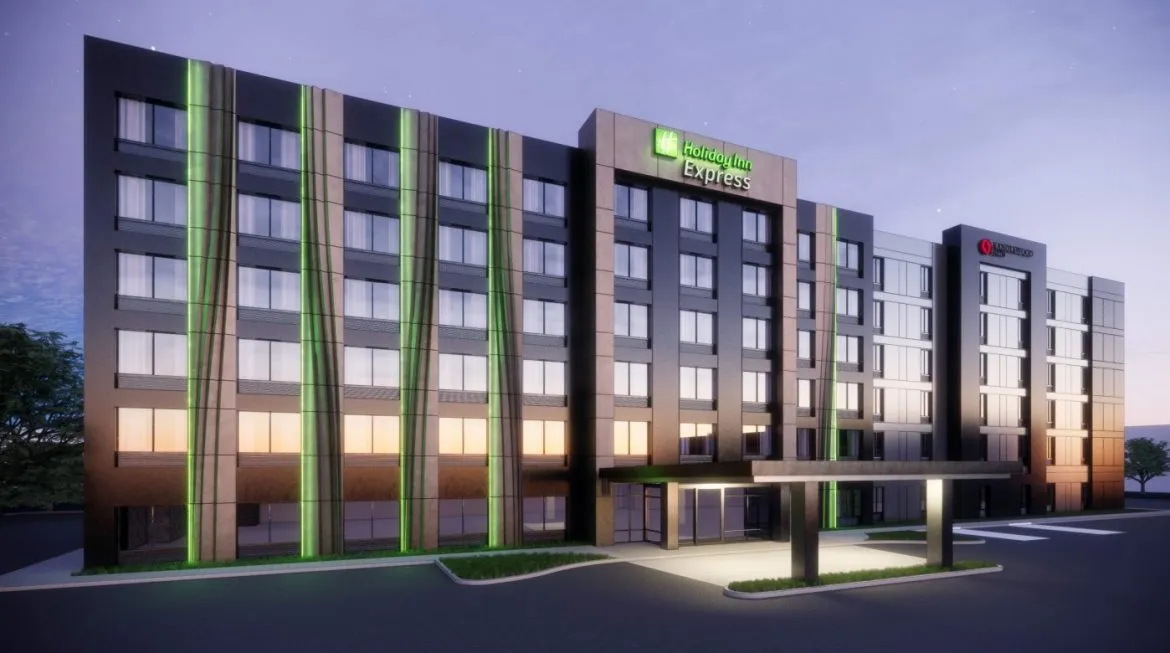 Rendering of the Candlewood Suites & Holiday Inn Express, Bloomington, IL